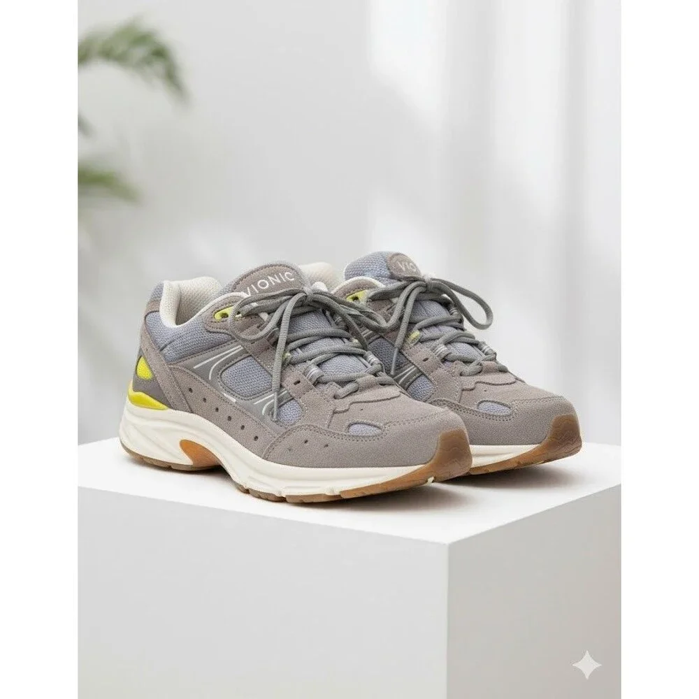 Vionic 23WALK Womens Size 8 Gray Suede Athletic Running Walking Shoes Sneakers